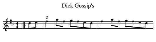 Dick Gossip's - staff notation