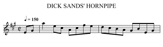 DICK SANDS' HORNPIPE - staff notation