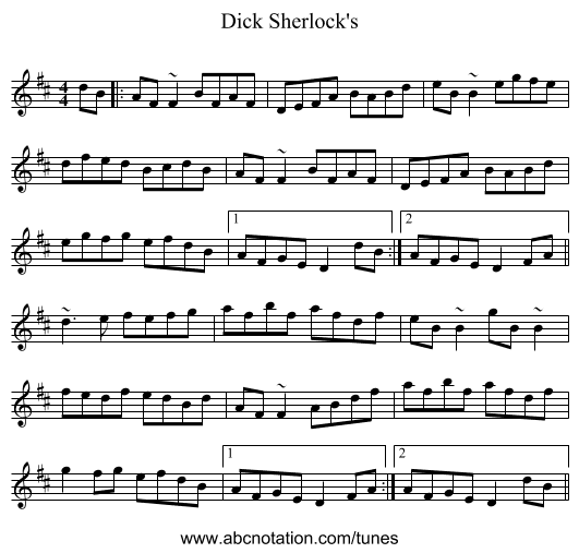 Dick Sherlock's - staff notation