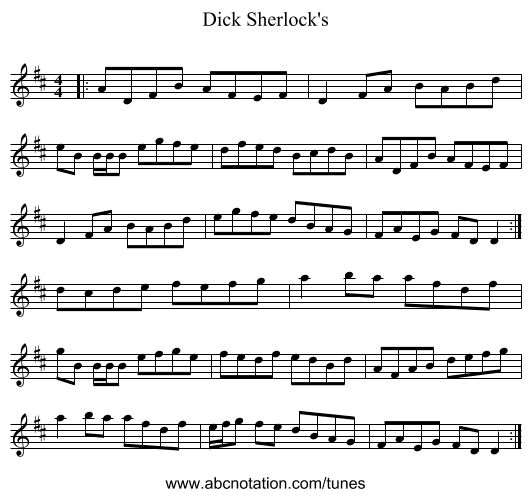Dick Sherlock's - staff notation