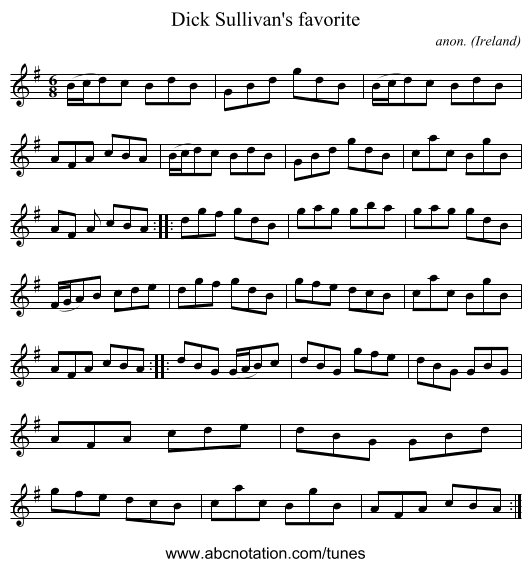 Dick Sullivan's favorite - staff notation