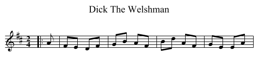 Dick The Welshman - staff notation