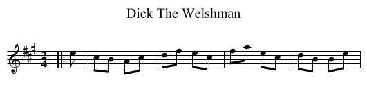 Dick The Welshman - staff notation