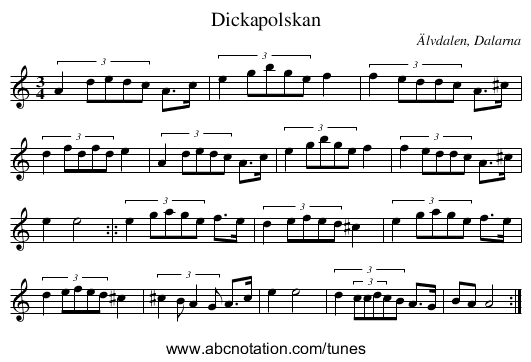 Dickapolskan - staff notation