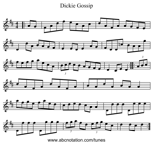 Dickie Gossip - staff notation