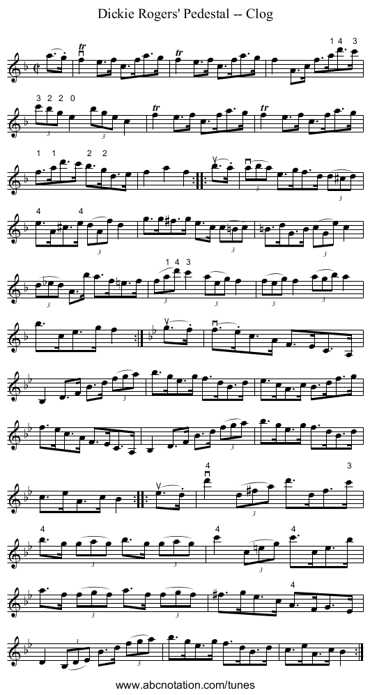 Dickie Rogers' Pedestal -- Clog - staff notation