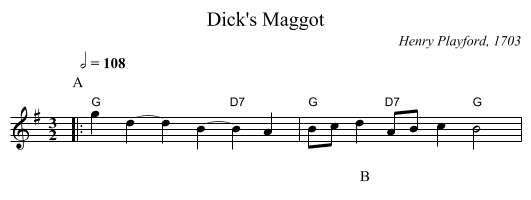 Dick's Maggot - staff notation