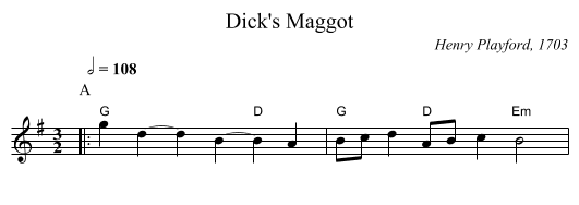 Dick's Maggot - staff notation