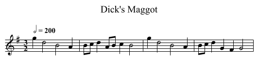 Dick's Maggot - staff notation