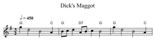 Dick's Maggot - staff notation