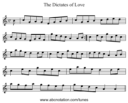 Dictates of Love, The - staff notation