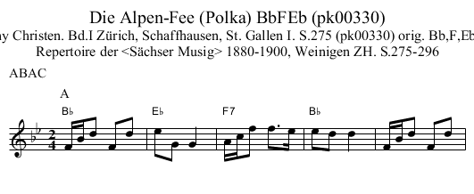 Die Alpen-Fee (Polka) BbFEb (pk00330) - staff notation