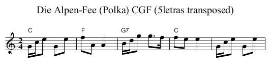 Die Alpen-Fee (Polka) CGF (5letras transposed) - staff notation