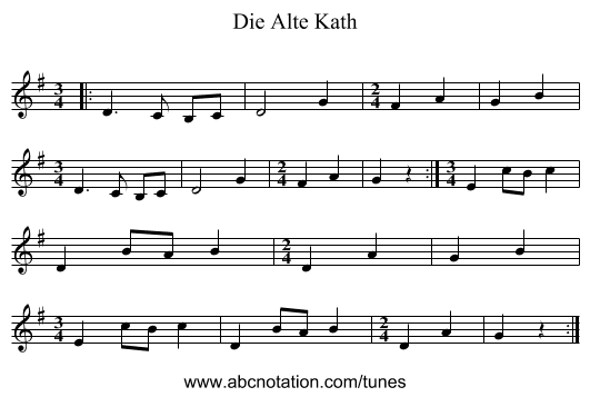 Die Alte Kath - staff notation
