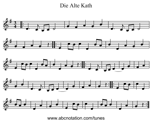 Die Alte Kath - staff notation