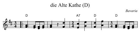 die Alte Kathe (D) - staff notation