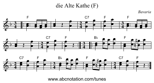 die Alte Kathe (F) - staff notation