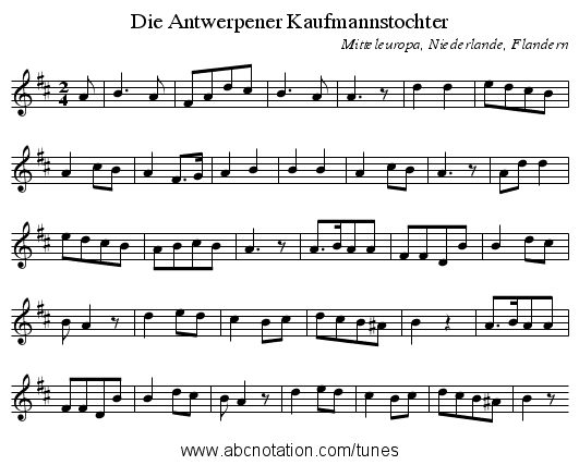 Die Antwerpener Kaufmannstochter - staff notation