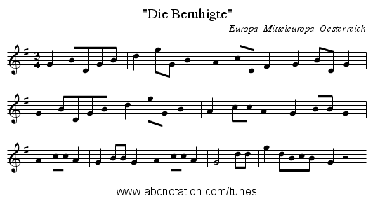 Die Beruhigte - staff notation