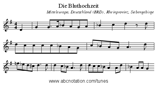Die Bluthochzeit - staff notation