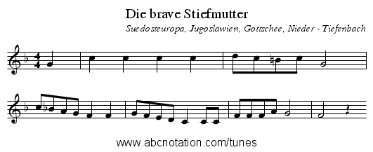 Die brave Stiefmutter - staff notation
