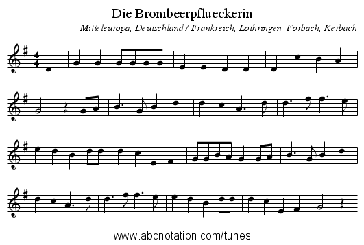 Die Brombeerpflueckerin - staff notation