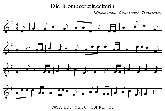 Die Brombeerpflueckerin - staff notation