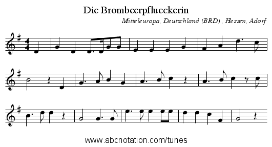 Die Brombeerpflueckerin - staff notation