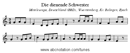 Die dienende Schwester - staff notation