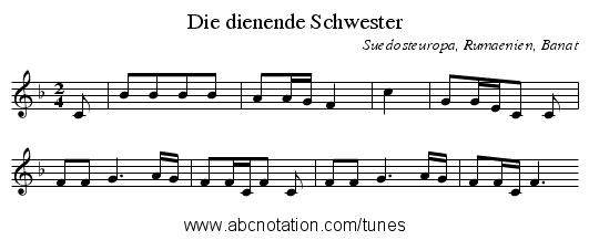 Die dienende Schwester - staff notation