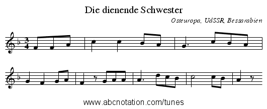 Die dienende Schwester - staff notation