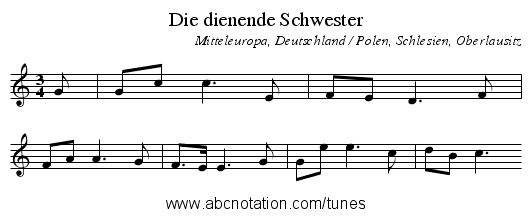 Die dienende Schwester - staff notation