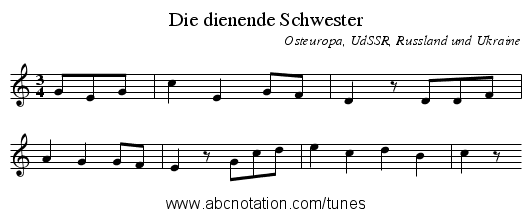 Die dienende Schwester - staff notation