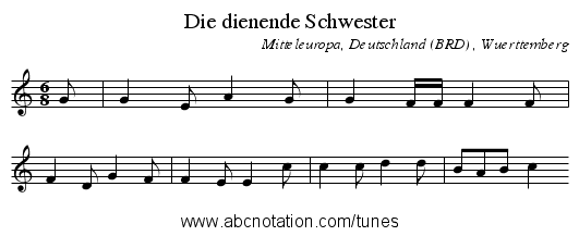 Die dienende Schwester - staff notation