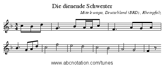Die dienende Schwester - staff notation