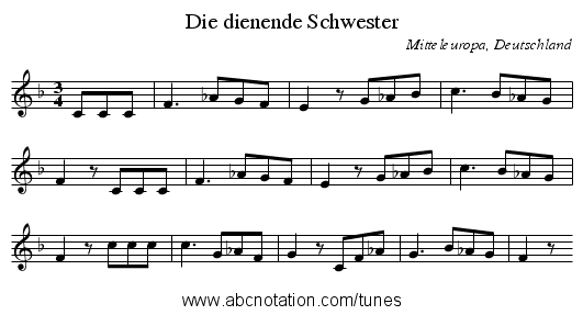 Die dienende Schwester - staff notation
