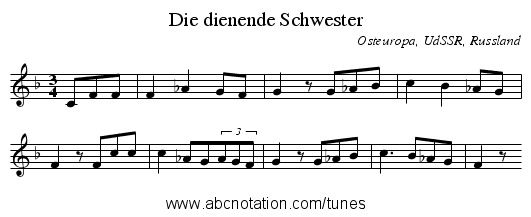 Die dienende Schwester - staff notation