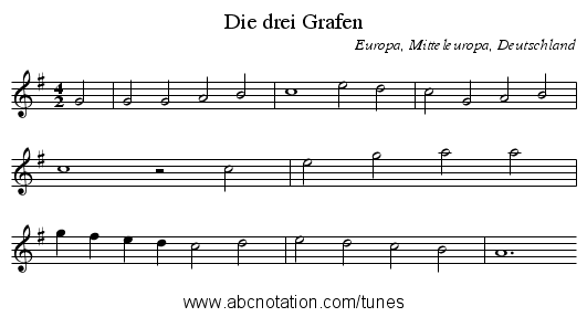 Die drei Grafen - staff notation