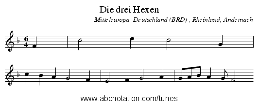 Die drei Hexen - staff notation