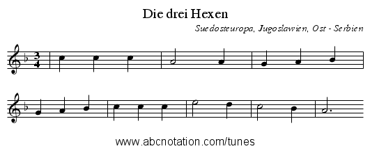 Die drei Hexen - staff notation
