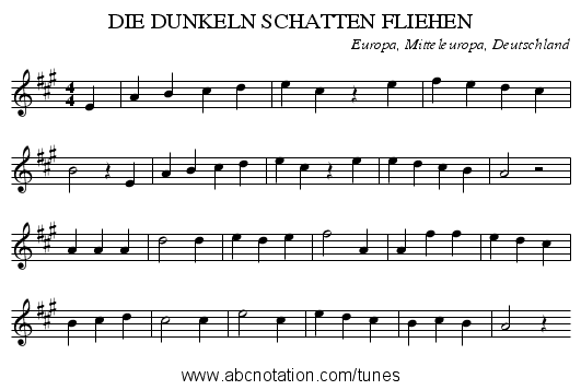 DIE DUNKELN SCHATTEN FLIEHEN - staff notation