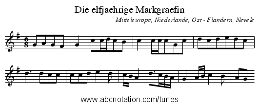 Die elfjaehrige Markgraefin - staff notation