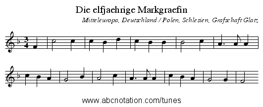 Die elfjaehrige Markgraefin - staff notation