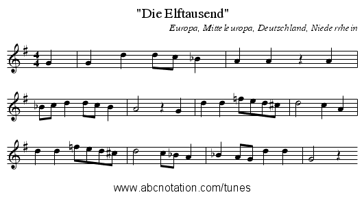Die Elftausend - staff notation
