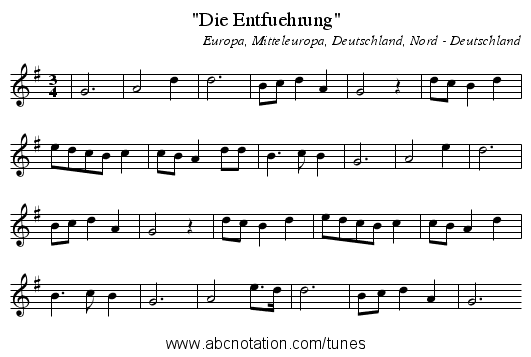 Die Entfuehrung - staff notation