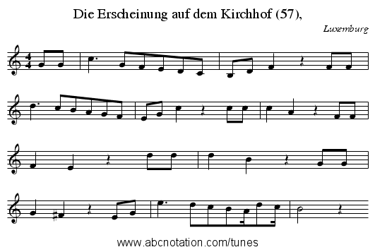 Die Erscheinung auf dem Kirchhof (57), - staff notation