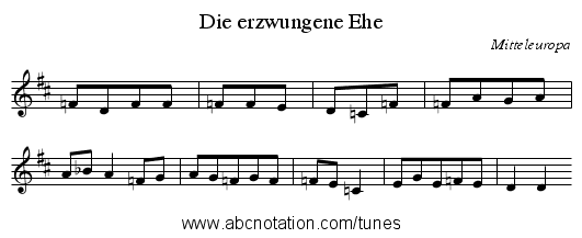 Die erzwungene Ehe - staff notation