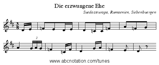 Die erzwungene Ehe - staff notation