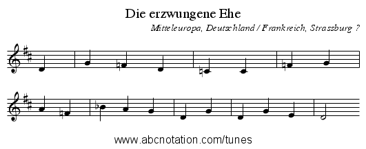 Die erzwungene Ehe - staff notation
