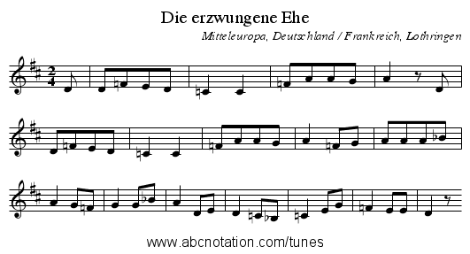 Die erzwungene Ehe - staff notation